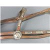 Image 2 : Old Headstall With Sterling Marked Buckle- Two 1.5" Conchos- Unmarked Silver Inlaid Bit- Arizona...