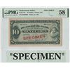 Image 1 : Netherlands Indies 10 Gulden 1926 Specimen J.P Coen Pick 70s PMG Choice About UNC 58