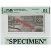 Image 1 : Netherlands Indies 1000 Gulden 1946 Specimen Javasche Bank Pick 96s PMG Choice Uncirculated 64