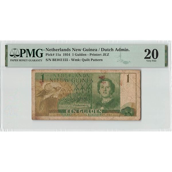 Netherlands New Guinea 1 Gulden 1954 Pick 11a PMG Very Fine 20