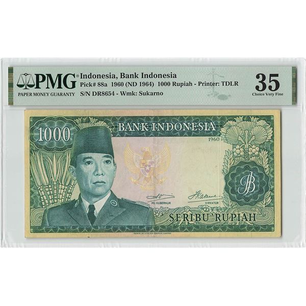 Indonesia 1000 Rupiah 1960 Pick 88a PMG Choice Very Fine 35