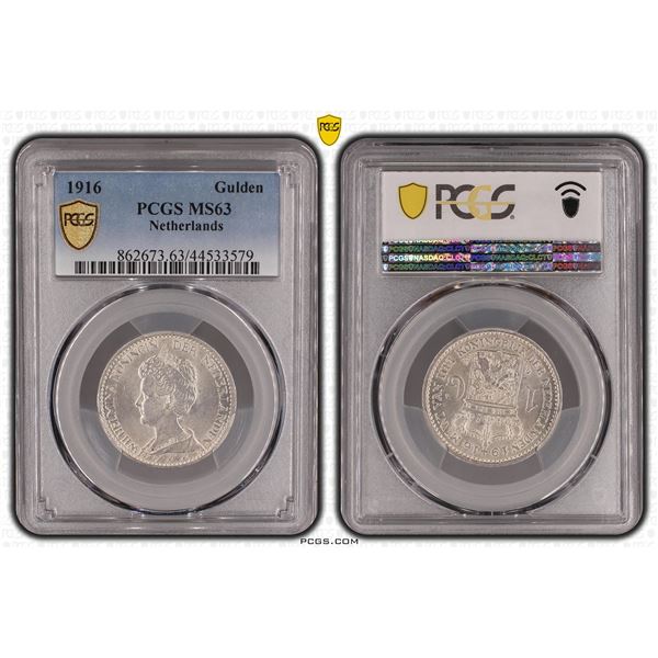 Netherlands 1 Gulden 1916 PCGS MS63