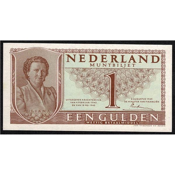 Netherlands 1 Gulden 1949 AU/UNC State Note Pick 72