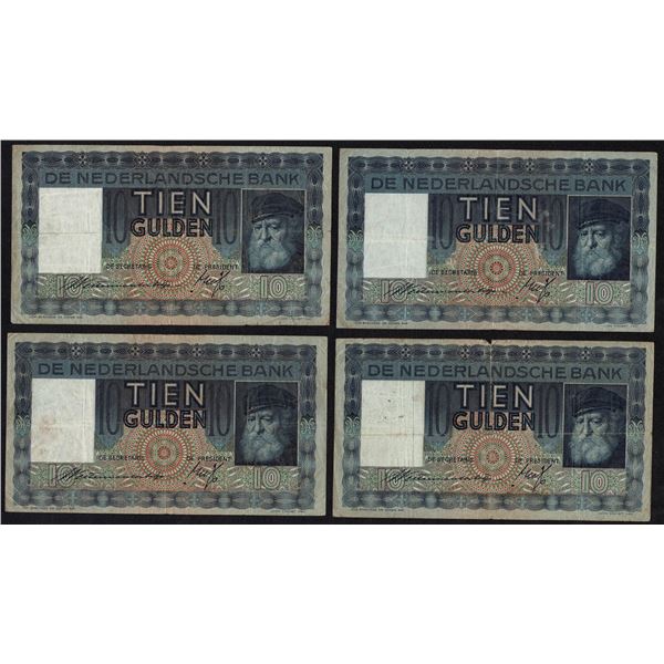 Netherlands 4x 10 Gulden 1938 - 1939 Grijsaard Pick 49