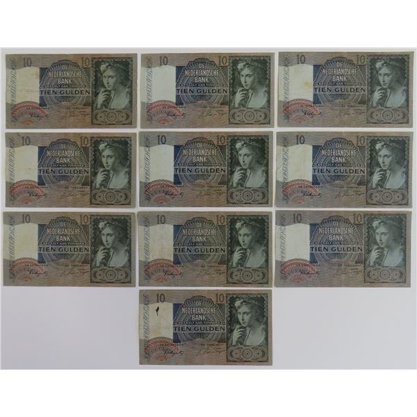 Netherlands 10x 10 Gulden 1941 Girl with Grapes Pick 56b