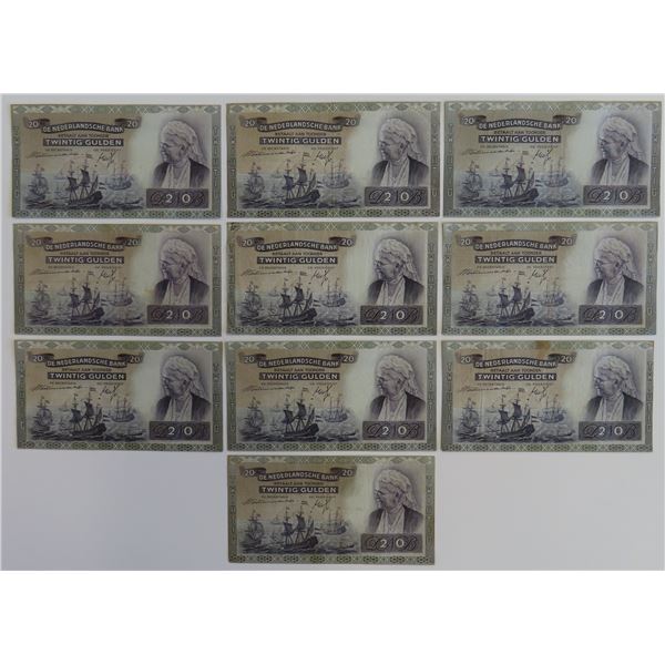 Netherlands 10x 20 Gulden 1941 Queen Emma Pick 54 (2)