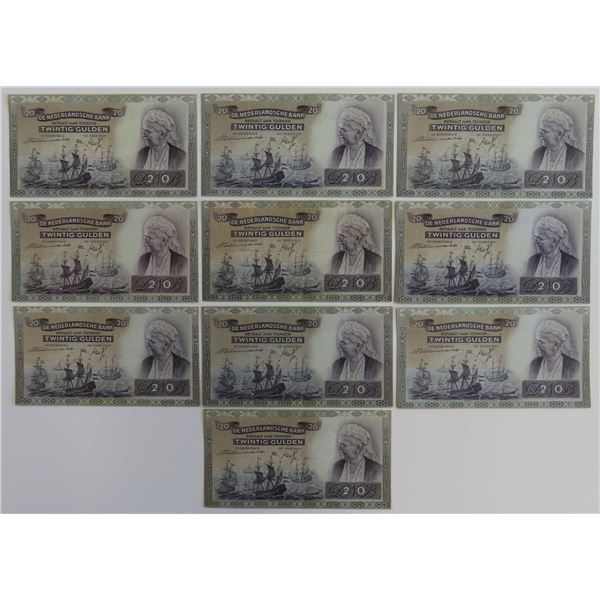 Netherlands 10x 20 Gulden 1941 Queen Emma Pick 54 (3)