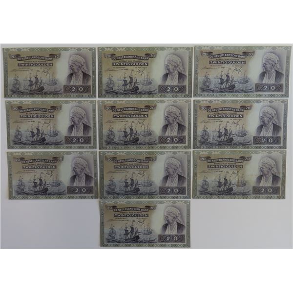 Netherlands 10x 20 Gulden 1941 Queen Emma Pick 54 (4)