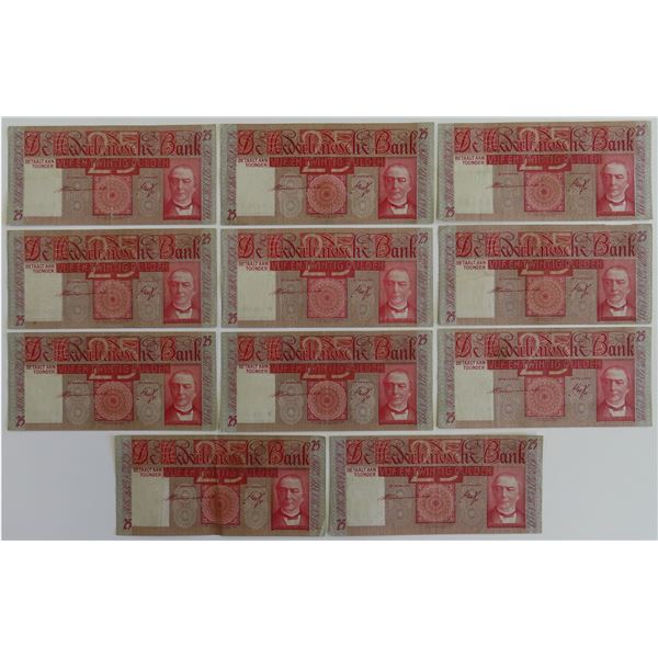 Netherlands 11x 25 Gulden 1937 - 1941 Mees Pick 50