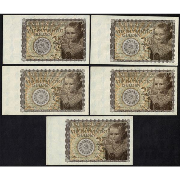 Netherlands 5x 25 Gulden 1940 Princess JEZ Pick 57 (1)