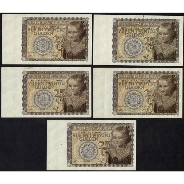 Netherlands 5x 25 Gulden 1940 Princess JEZ Pick 57 (2)