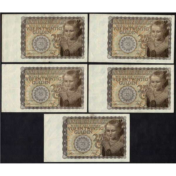 Netherlands 5x 25 Gulden 1940 Princess JEZ Pick 57 (3)