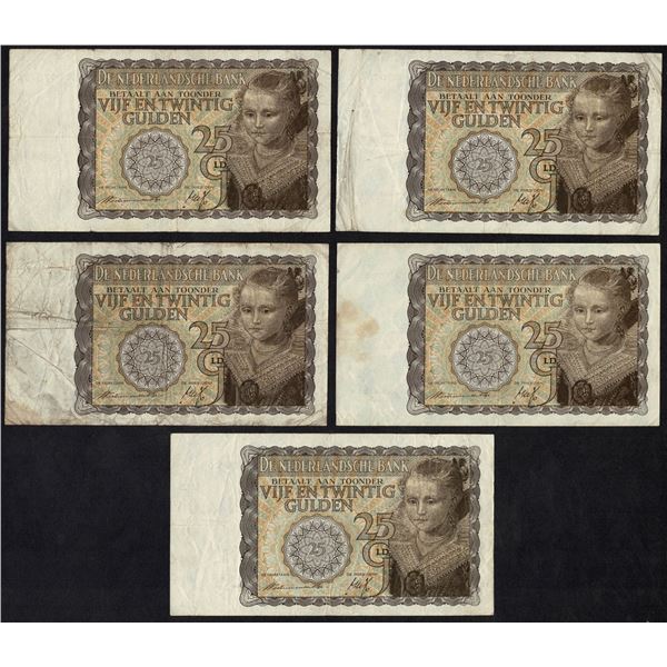 Netherlands 5x 25 Gulden 1940 Princess JEZ Pick 57 (5)