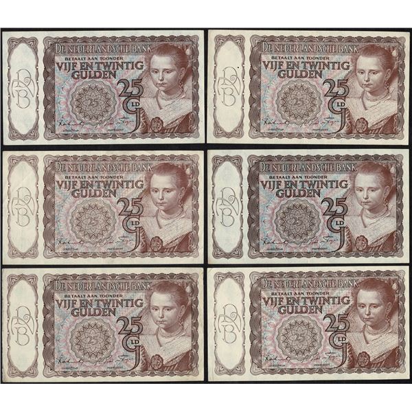 Netherlands 6x 25 Gulden 1943 Princess Pick 60 (1)