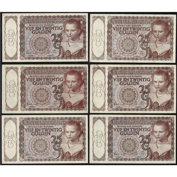 Netherlands 6x 25 Gulden 1943 Princess Pick 60 (2)