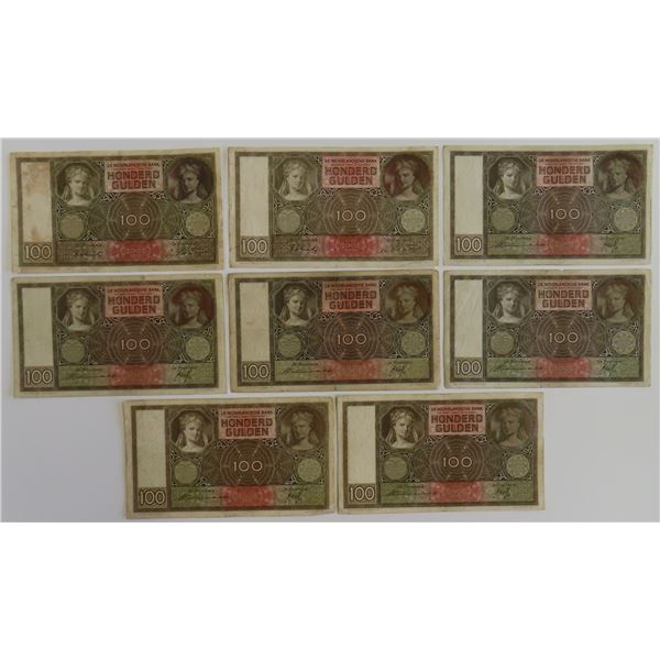 Netherlands 8x 100 Gulden 1935 - 1944 JEZ Pick 51