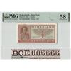 Image 1 : Netherlands 1 Gulden 1949 Fancy Serial 006666 State Note JEZ Pick 72 PMG Choice About Uncirculated 5