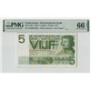 Image 1 : Netherlands 5 Gulden 1966 Vondel Pick 90a PMG Gem Uncirculated 66 EPQ