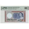 Image 1 : Netherlands 10 Gulden 1953 Hugo de Groot Pick 85 PMG Gem Uncirculated 66 EPQ