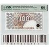 Image 1 : Netherlands 100 Gulden 1992 Low Serial Little Owl Pick 101 PMG Gem Uncirculated 66 EPQ