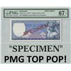 Image 1 : Suriname 5 Gulden 1957 Specimen JEZ Pick 111s PMG Superb Gem Uncirculated 67 EPQ TOP POP