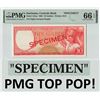Image 1 : Suriname 10 Gulden 1963 Specimen JEZ Pick 121as PMG Gem Uncirculated 66 EPQ