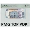 Image 1 : Suriname 20 Dollar 2004 Pick 159a PMG Superb Gem UNC 67 EPQ TOP POP
