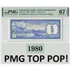 Image 1 : Netherlands Antilles 5 Gulden 1980 First Year! Pick 15a PMG Superb Gem Uncirculated 67 EPQ TOP POP