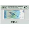 Image 1 : Netherlands Antilles 5 Gulden 1986 Pick 22a PMG Superb Gem Uncirculated 67 EPQ