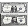 Image 1 : Lot of (2) 1957 $1 Silver Certificate Star Notes with Baseball Annotations