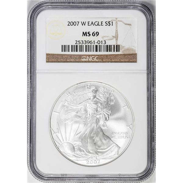 2007-W $1 Burnished American Silver Eagle Coin NGC MS69