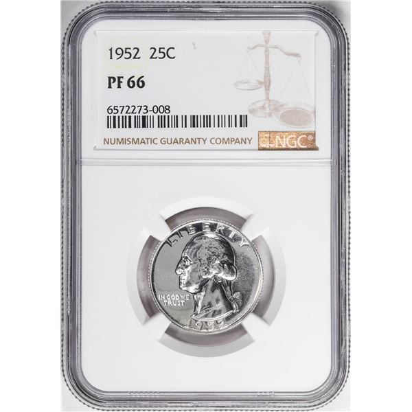 1952 Proof Washington Quarter Coin NGC PF66