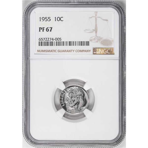 1955 Proof Roosevelt Dime Coin NGC PF67
