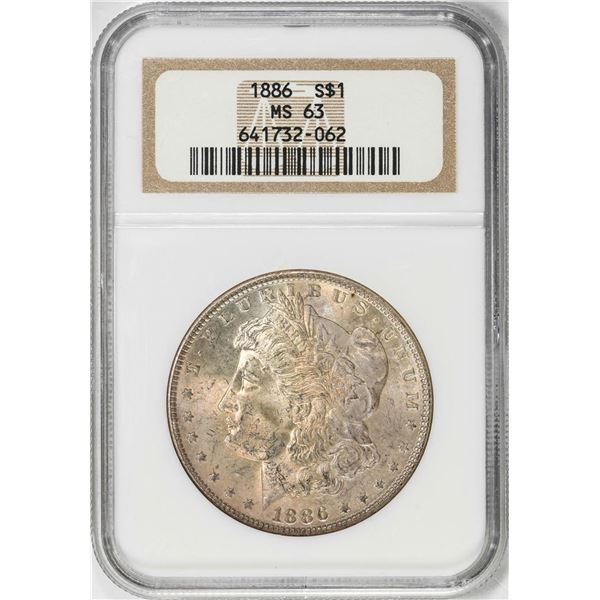 1886 $1 Morgan Silver Dollar Coin NGC MS63