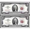 Image 1 : Lot of (2) Consecutive 1963 $2 Legal Tender Notes