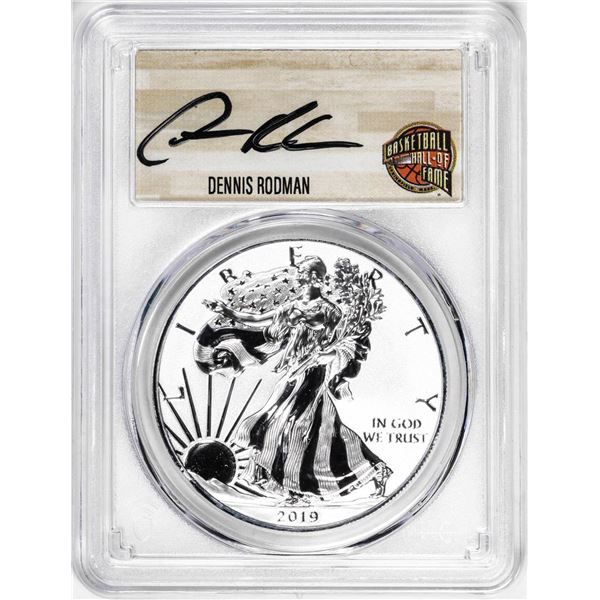 2019-W $1 Reverse Proof Silver Eagle Coin PCGS PR70 HOF Dennis Rodman Signature