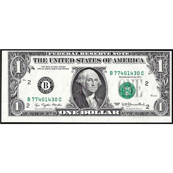 1977 $1 Federal Reserve Note Misaligned Printing Error