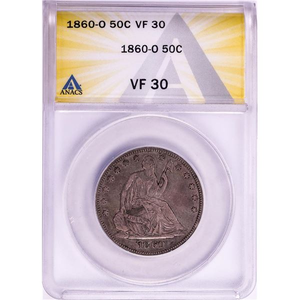 1860-O Seated Liberty Half Dollar Coin ANACS VF30