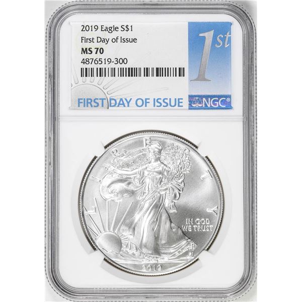 2019 $1 American Silver Eagle Coin NGC MS70 First Day of Issue