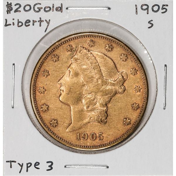 1905-S Type 3 $20 Liberty Head Double Eagle Gold Coin