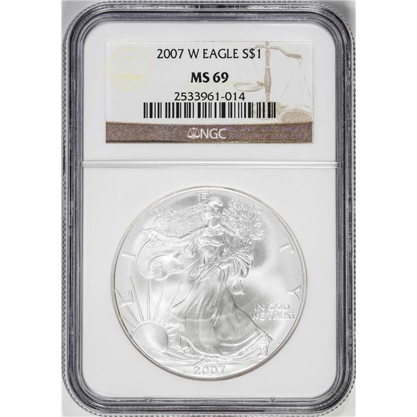 2007-W $1 Burnished American Silver Eagle Coin NGC MS69
