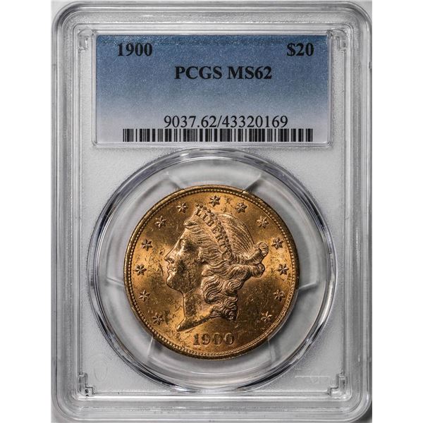 1900 $20 Liberty Head Double Eagle Gold Coin PCGS MS62