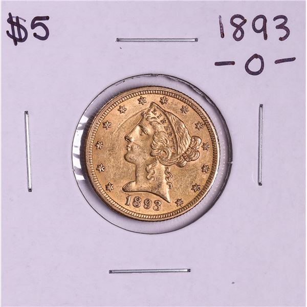 1893-O $5 Liberty Head Half Eagle Gold Coin