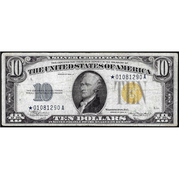 1934A $10 North Africa WWII Emergency Silver Certificate Star Note