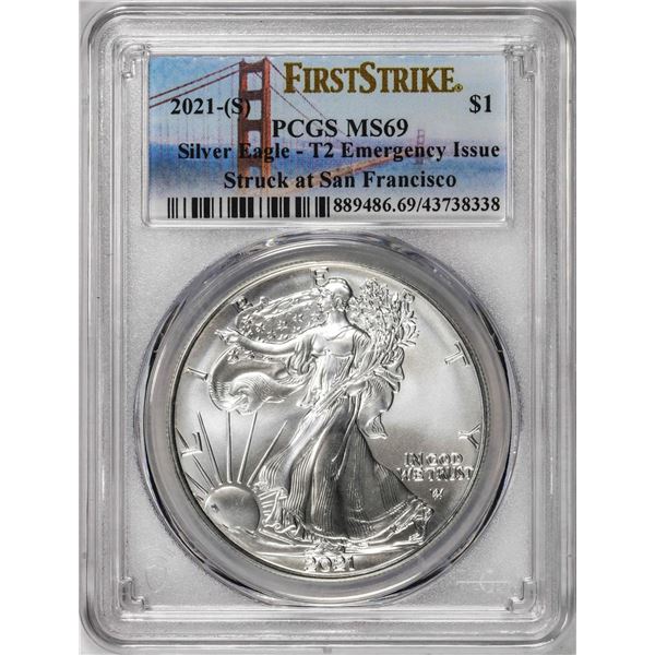 2021-(S) Type 2 $1 American Silver Eagle Coin PCGS MS69 First Strike Emergency Issue