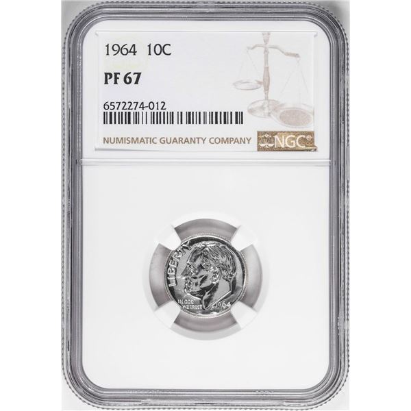 1964 Proof Roosevelt Dime Coin NGC PF67