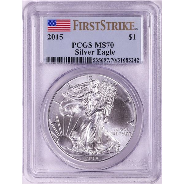 2015 $1 American Silver Eagle Coin PCGS MS70 First Strike
