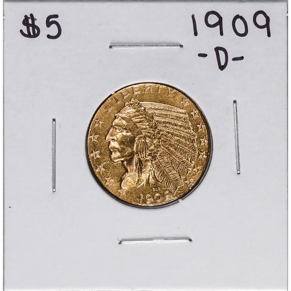 1909-D $5 Indian Head Half Eagle Gold Coin