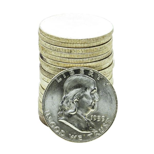 Roll of (20) Brilliant Uncirculated 1959-D Franklin Half Dollar Coins