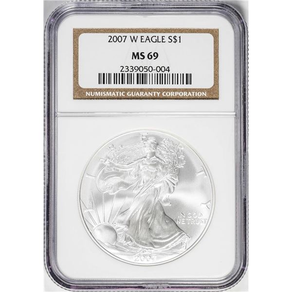 2007-W $1 Burnished American Silver Eagle Coin NGC MS69